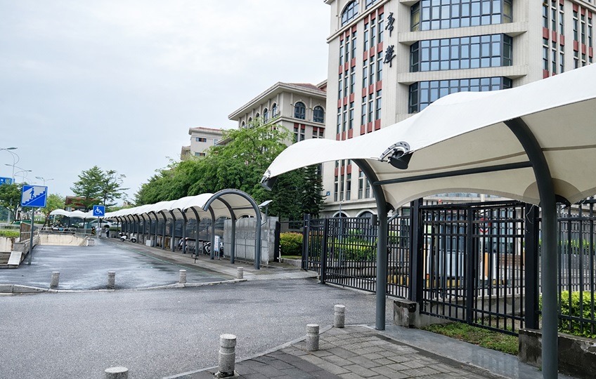 Pedestrian walkway sunshade